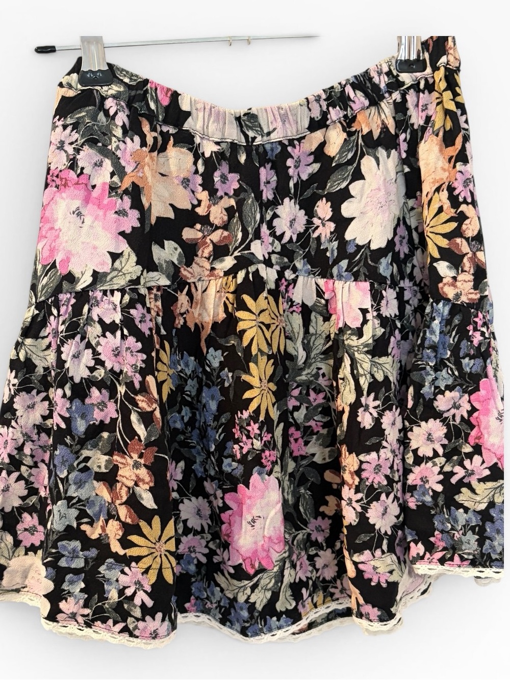Saltwater Luxe Floral Mini Skirt Black Boho Flowy Size Small Anthropologie